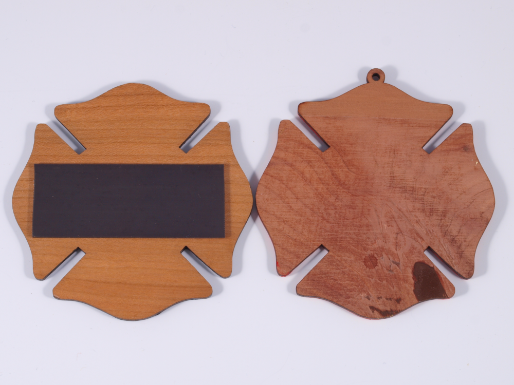 Firefighting Themed Wood Ornaments: Custom Etched Designs